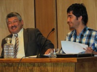  Prof. Erico Wulf, Director de la Escuela de Ing. Comercial de la U. de la Serena, y Pablo MIranda, dirigente estudiantil de la U. de Concepción.