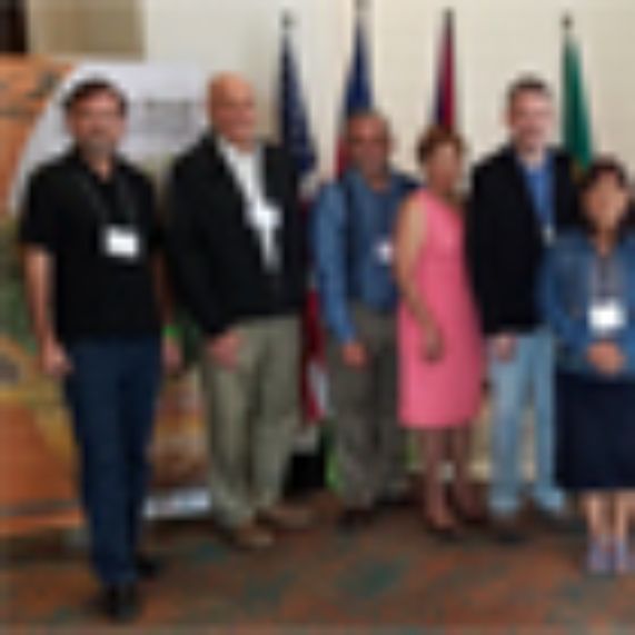 Ex-Presidentes de la IASTH. De izq. a der.:Dr. F. Mangan, Dr. L. A. Lizana, Dr. P. Morales, Dra.  Ma. Libran, Dr. R. Elesbao, Dra. G. Vargas, Dr. C. Núñez, Dr. D.Miranda, y Dr. N. Maciel.