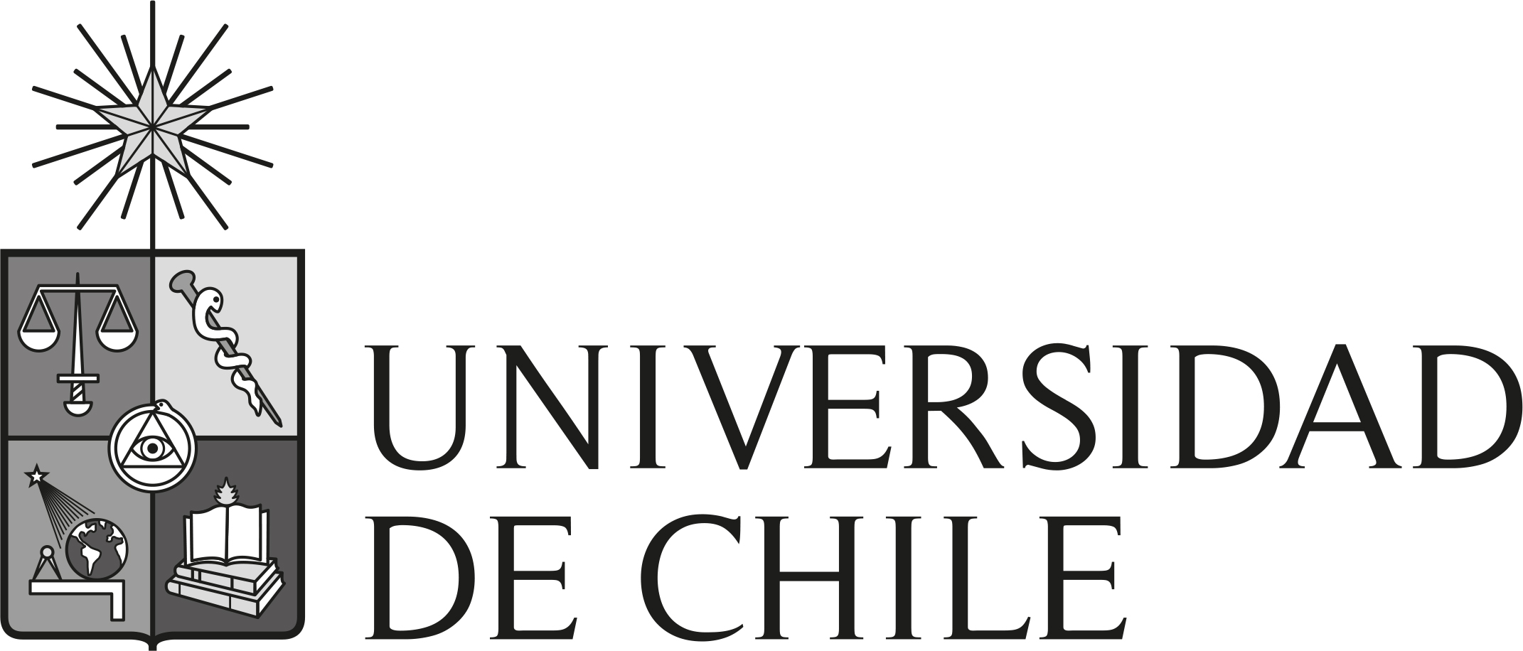 Escudo Universidad de Chile horizontal escala de grises