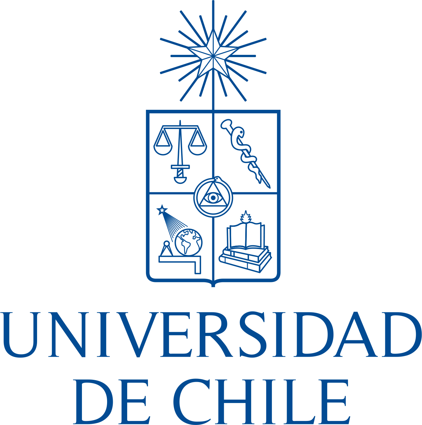 Escudo Universidad de Chile vertical azul