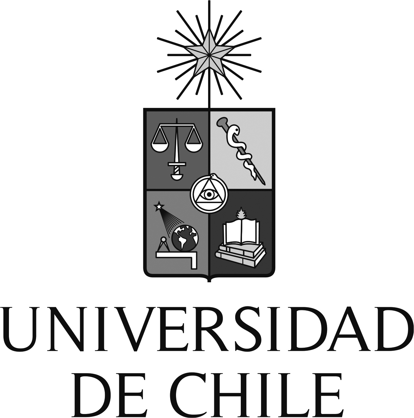 Escudo Universidad de Chile vertical escala de grises