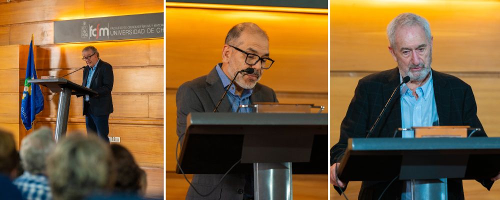 Francisco Martínez (Decano FCFM), Juan Felipe Beltrán (Director DIC) y Tomás Guendelman