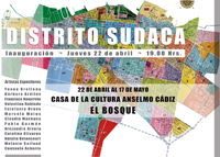 "Distrito Sudaca" se inaugura este jueves 22 de abril, a las 19:00 horas, en la Casa de la Cultura Anselmo Cádiz de la I. Municipalidad de El Bosque. La entrada es liberada.