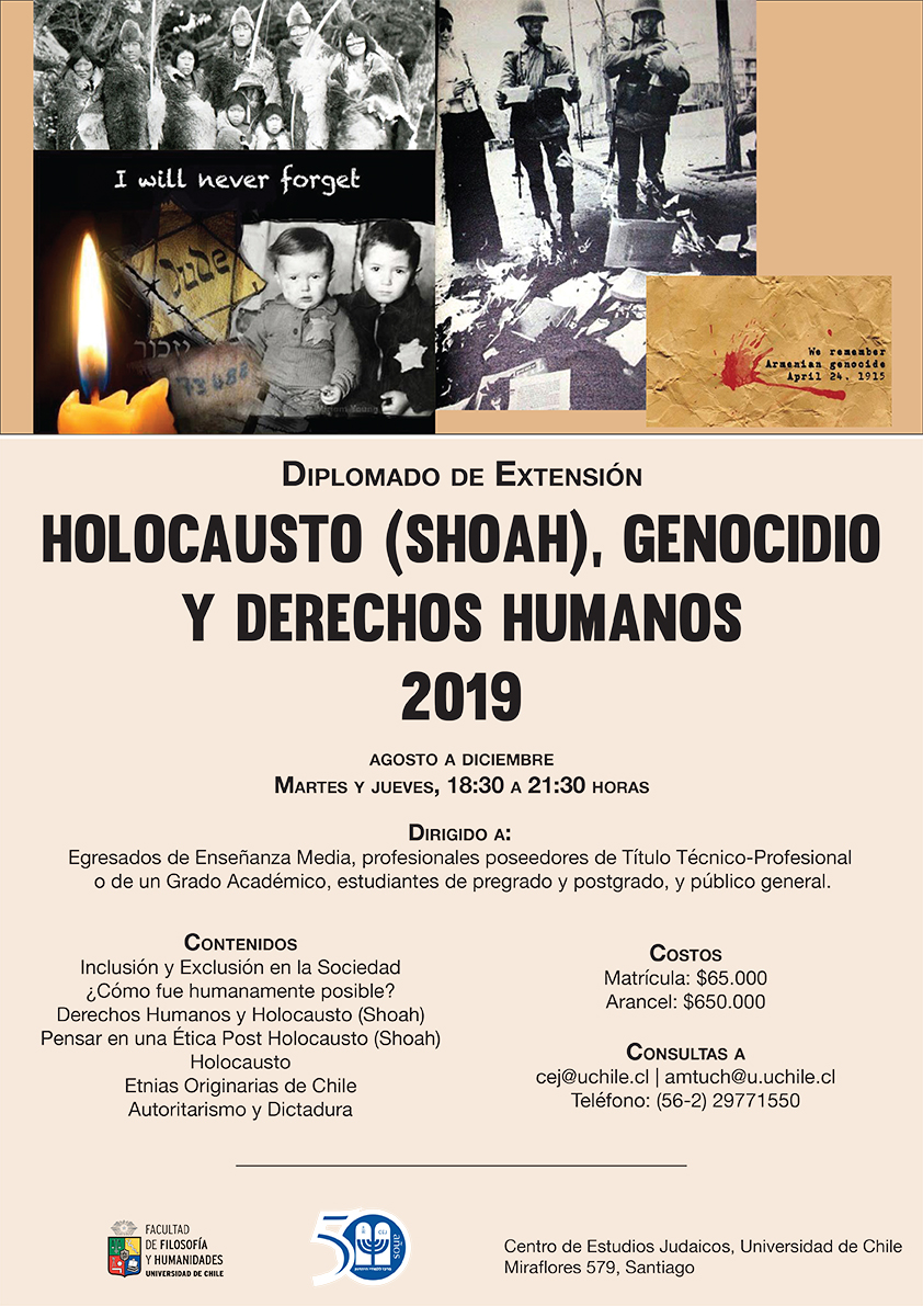 Diploma De Extensión Holocausto Shoah Genocidio Y Derechos Humanos Universidad De Chile 2040