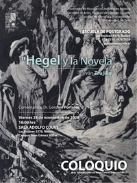 El coloquio "Hegel y la novela" se desarrollará con entrada liberada, este viernes 28 de noviembre, a las 18:00 horas, en la sala Adolfo Couve.