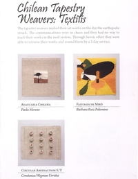 Obras de Paola Moreno, Bárbara Palomino y Constanza Urrutia, exhibidas en la exposición organizada por American Tapestry Alliance.
