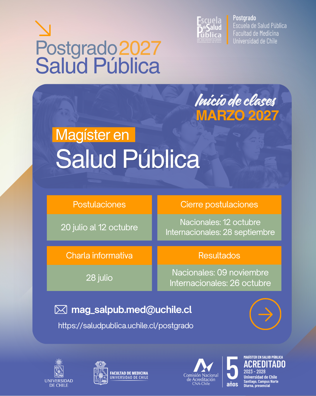 Postulaciones 2027: Charla Informativa Magíster en Salud Pública
