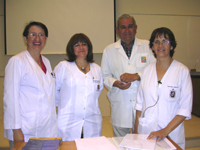 En la imagen, de izquierda a derecha: Prof. TM. Leyla Gómez, Prof. TM. María Eugenia Franco, Prof. Dr. Jorge Huerta, Prof. Marta Gajardo.