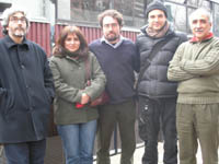 De izq. a der.:  Gonzalo Arqueros, María Elena Muñoz, Rodrigo Zúñiga, Juan Manuel Garrido y Jaime Cordero, académicos del Departamento de Teoría de las Artes.