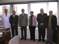 Dr. José Amat, Dr. Julio Ramírez, Rector Víctor Pérez, Dra. Cecilia Sepúlveda, Dr. Jorge Allende y Dr. Daniel Wolff.