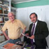 Jaques Chonchol junto al Director de Biblioteca Prof. Pedro Calandra.