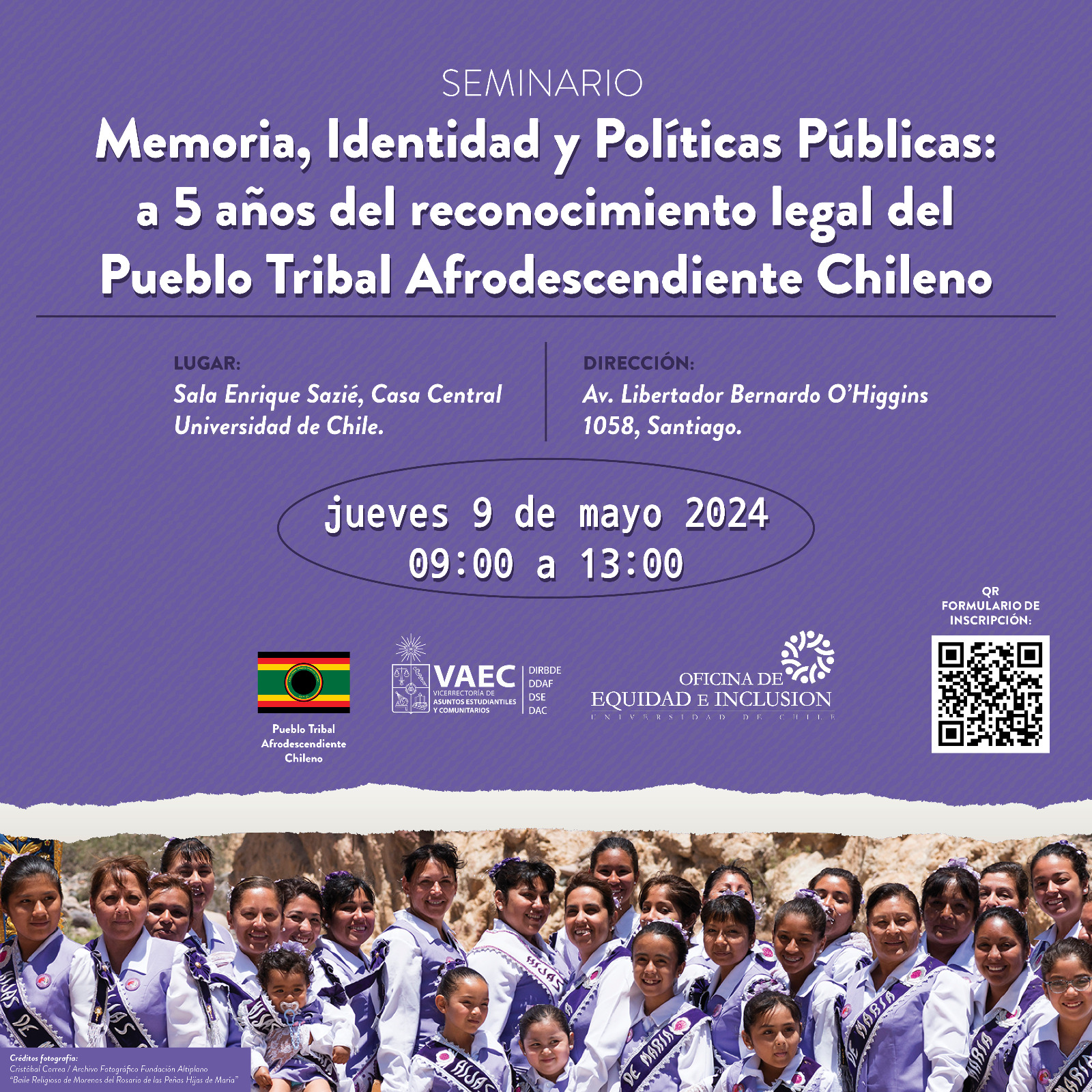 Seminario: Memoria, Identidad y Políticas Públicas: a 5 años del reconocimiento legal del Pueblo Tribal Afrodescendiente Chileno