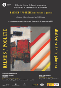 La exposición "Balmes/Poblete. Dialéctica de la Pintura" se inaugura este jueves 8 de noviembre, a las 19:30 hrs., en el Centro Cultural de España.